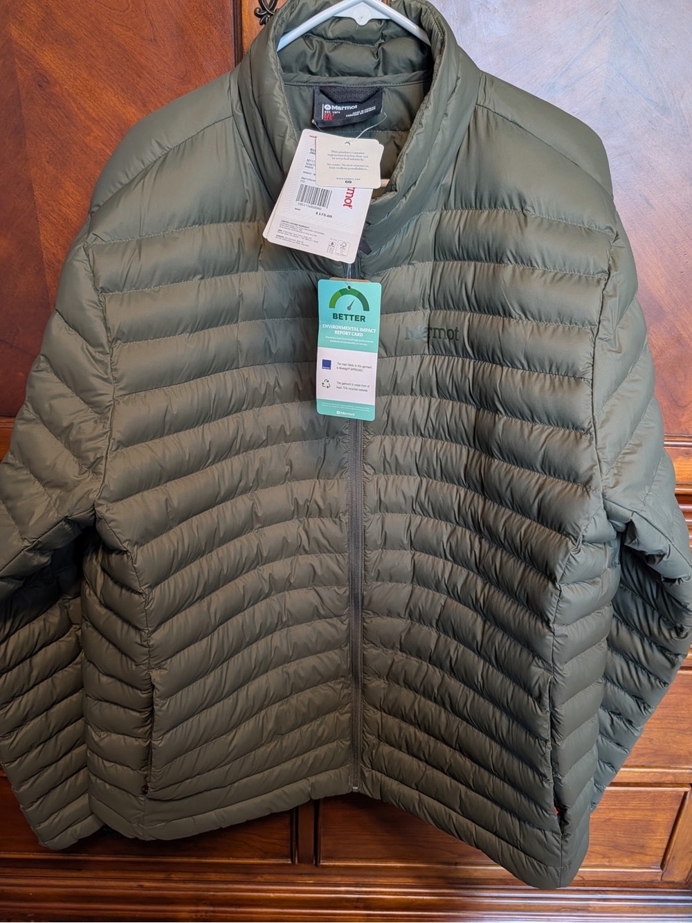 Marmot Men’s Olive Green Packable Down Puffer Jacket